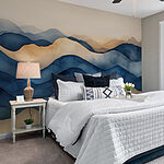 Fotobehang Blauwe en bruine golven