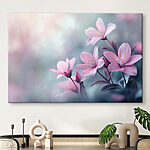 Canvas Schilderijen Groep roze bloemen