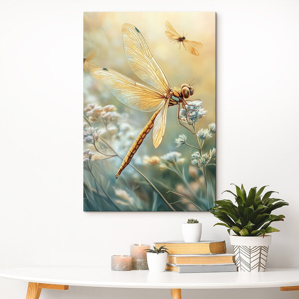 Libelle op een bloem Canvas Schilderijen Libelle op een bloem