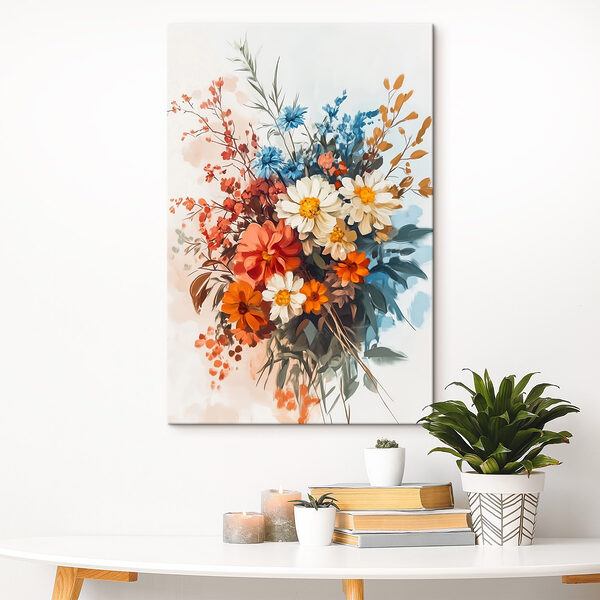 Schilderij van bloemen in een vaas Canvas Schilderijen Schilderij van bloemen in een vaas