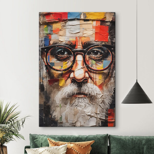 Poster van een man met bril Canvas Schilderijen Poster van een man met bril