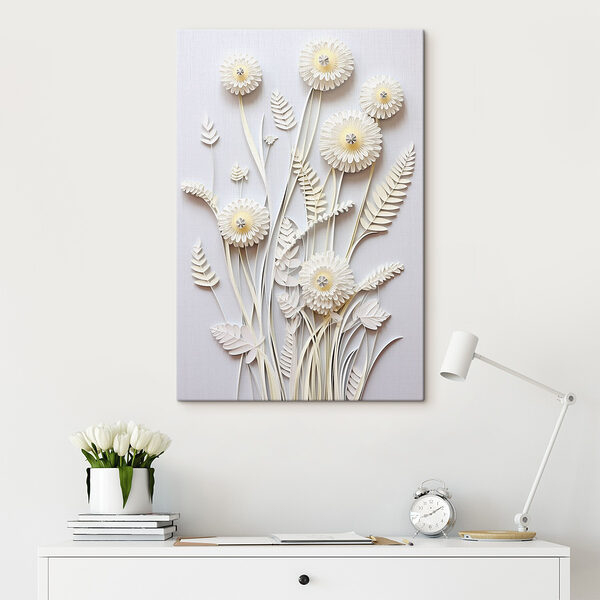 Knipbloemen van wit papier Canvas Schilderijen Knipbloemen van wit papier
