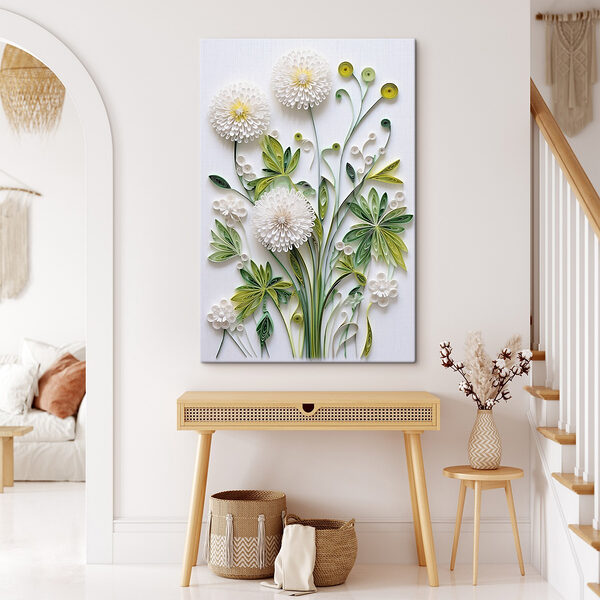 Papieren bloemen en bladeren Canvas Schilderijen Papieren bloemen en bladeren
