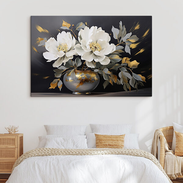 Schilderij van bloemen in een vaas Canvas Schilderijen Schilderij van bloemen in een vaas