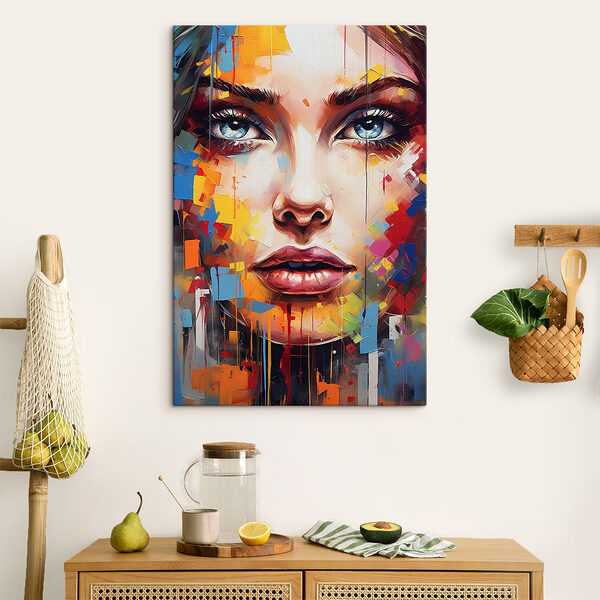 Schilderij van een vrouw’s gezicht Canvas Schilderijen Schilderij van een vrouw’s gezicht