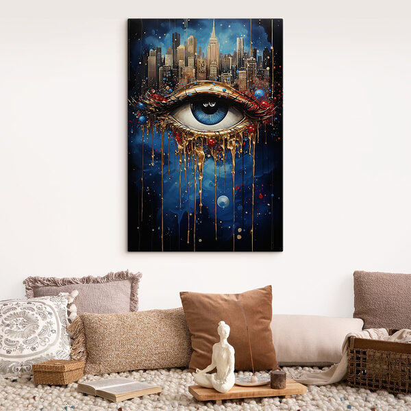 Visie van een levendig stadslandschap Canvas Schilderijen Visie van een levendig stadslandschap