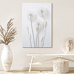 Canvas Schilderijen Delicate paardenbloemen op een witte achtergrond