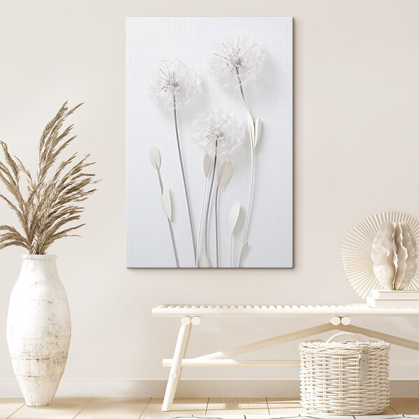 Delicate paardenbloemen op een witte achtergrond Canvas Schilderijen Delicate paardenbloemen op een witte achtergrond