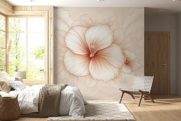 Delicaat bloemmotief met zachte tinten Fotobehang Delicaat bloemmotief met zachte tinten