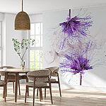 Fotobehang Paarse bloemen met paarse spetters