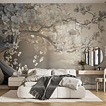 Fotobehang Witte boom met witte bloemen