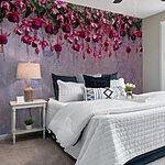 Fotobehang Groep roze bloemen