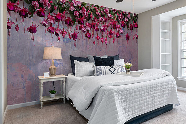 Groep roze bloemen Fotobehang Groep roze bloemen