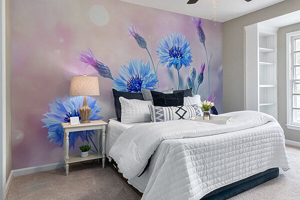 Groep blauwe bloemen Fotobehang Groep blauwe bloemen