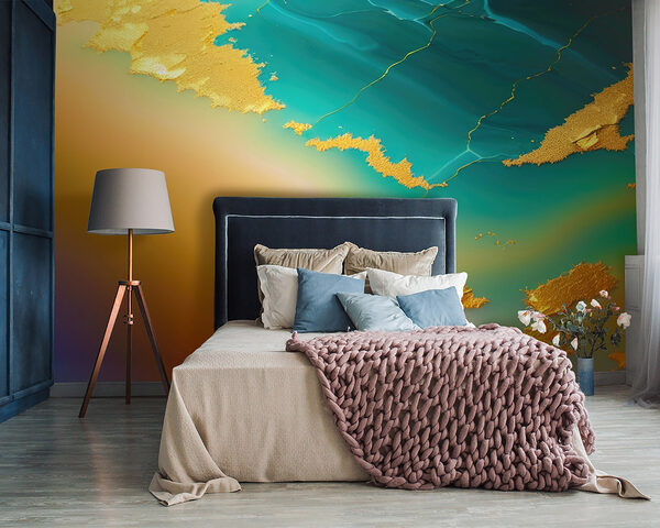 Kaart van de oceaan Fotobehang Kaart van de oceaan