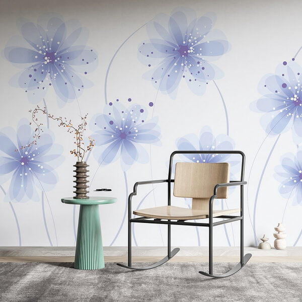 Groep blauwe bloemen Fotobehang Groep blauwe bloemen