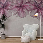 Fotobehang Groep paarse en roze bloemen