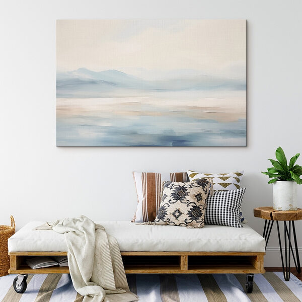 Schilderij van een landschap met bergen in de verte Canvas Schilderijen Schilderij van een landschap met bergen in de verte