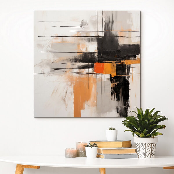 Schilderen met zwarte en oranje verf Canvas Schilderijen Schilderen met zwarte en oranje verf