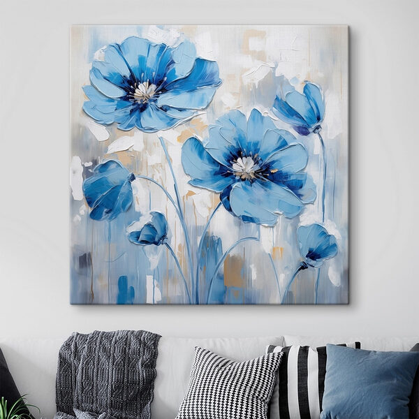 Schilderij van blauwe bloemen Canvas Schilderijen Schilderij van blauwe bloemen