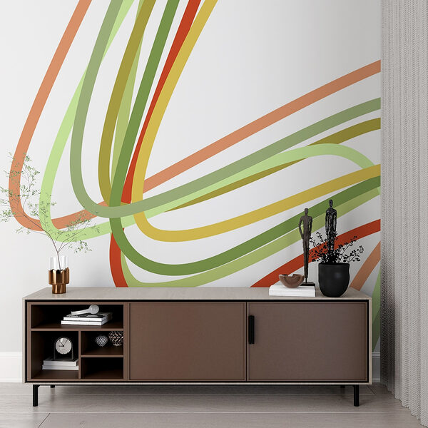 Kleurrijke lijnen op een witte achtergrond Fotobehang Kleurrijke lijnen op een witte achtergrond