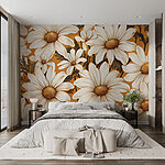 Fotobehang Bloemenpatroon in warme tinten