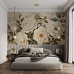 Fotobehang Delicate bloemen in zachte tinten