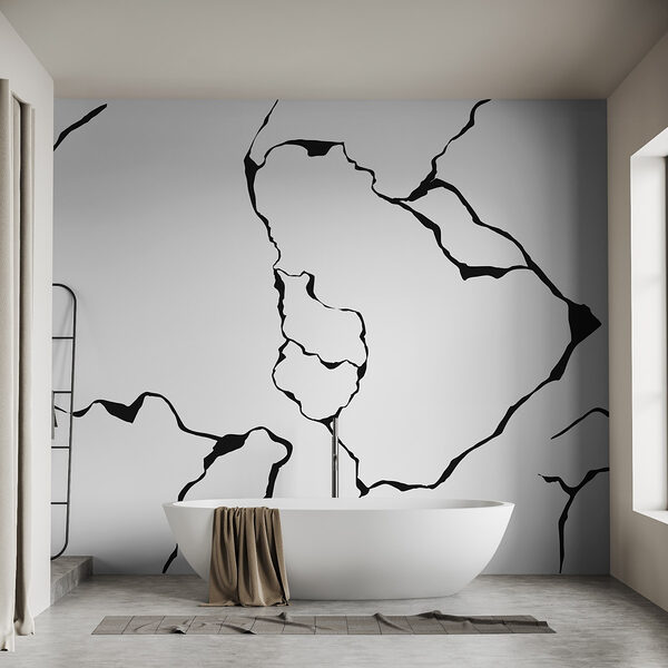 Fotobehang Zwart-wit tekening van een gebarsten oppervlak (Artikelnummer: w02177) Fotobehang Fotobehang Zwart-wit tekening van een gebarsten oppervlak (Artikelnummer: w02177)