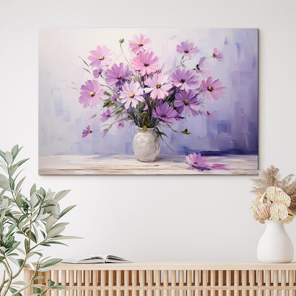 Schilderij van bloemen in een vaas Canvas Schilderijen Schilderij van bloemen in een vaas