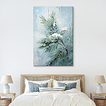 Canvas Schilderijen Schilderij van een plant met witte bloemen