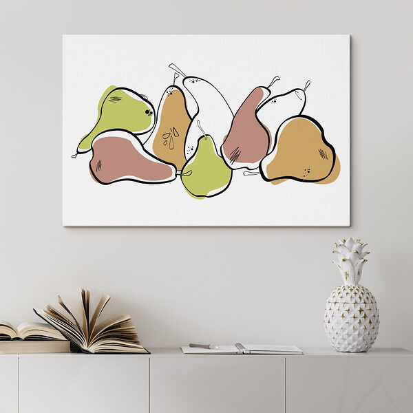 Groep peren met zwarte lijnen Canvas Schilderijen Groep peren met zwarte lijnen
