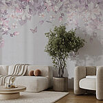 Fotobehang Bloemenpatroon met vlinders