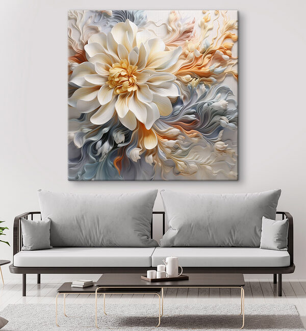 Witte bloem met geel hart Canvas Schilderijen Witte bloem met geel hart