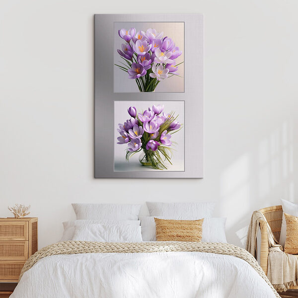 Prachtige paarse bloemen in een vaas Canvas Schilderijen Prachtige paarse bloemen in een vaas