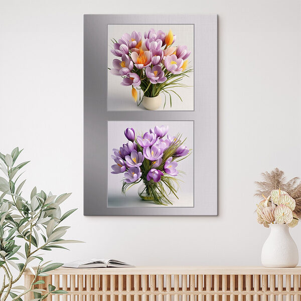 Collage van bloemen in een vaas Canvas Schilderijen Collage van bloemen in een vaas