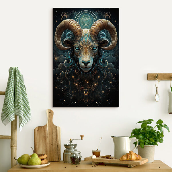 Schilderij van een ram met een patroon erop Canvas Schilderijen Schilderij van een ram met een patroon erop