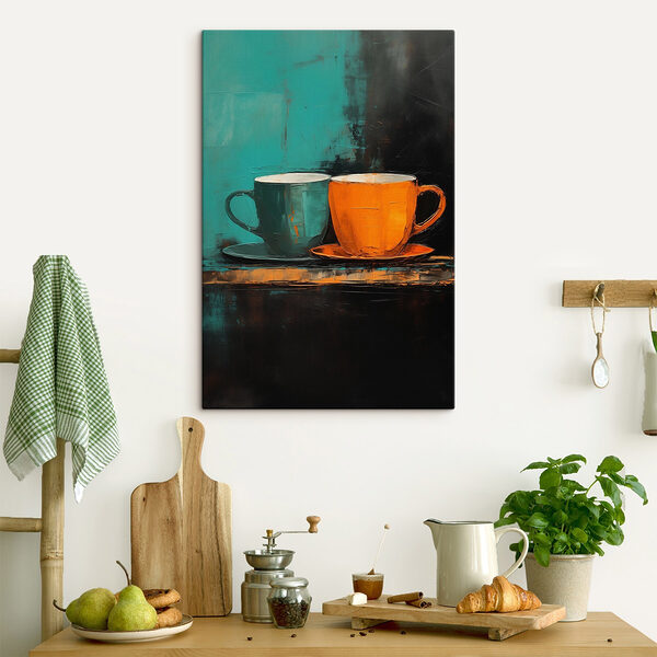 Schilderij van twee kopjes Canvas Schilderijen Schilderij van twee kopjes