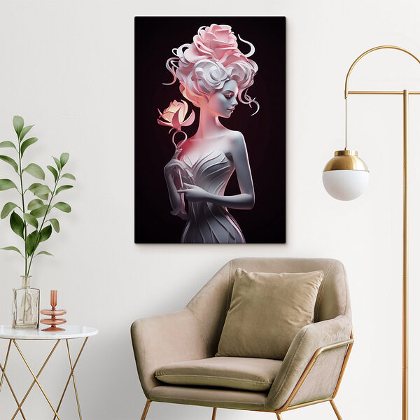 Beeld van een vrouw met een roos Canvas Schilderijen Beeld van een vrouw met een roos