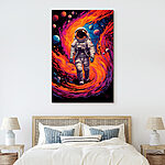 Canvas Schilderijen Een astronaut die door de ruimte loopt