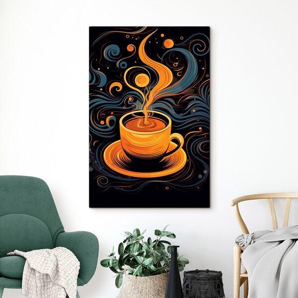 Koffiekopje met rook Canvas Schilderijen Koffiekopje met rook
