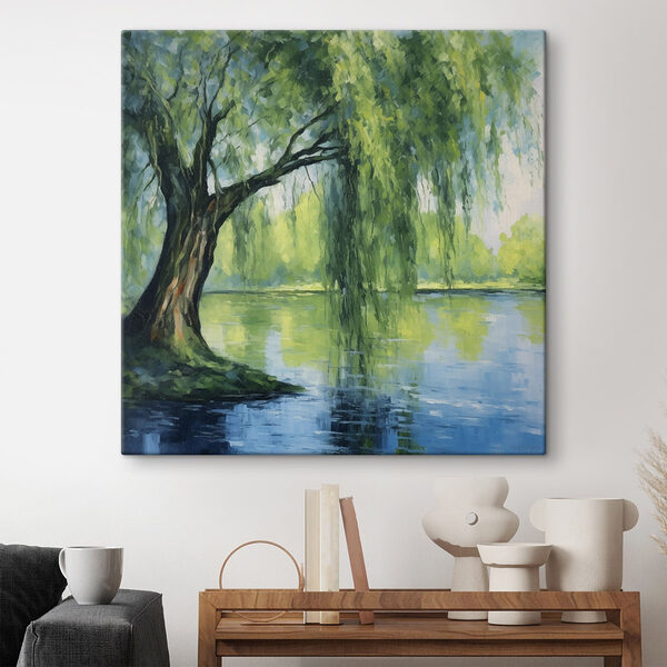 Boom naast water Canvas Schilderijen Boom naast water