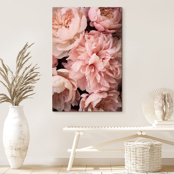 Groep roze bloemen Canvas Schilderijen Groep roze bloemen
