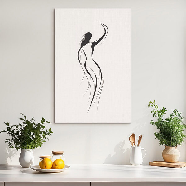 Zwart-wit tekening van een vrouw Canvas Schilderijen Zwart-wit tekening van een vrouw