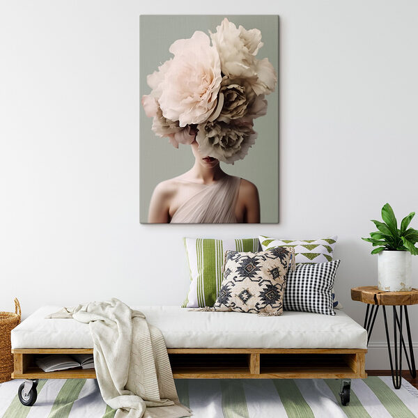 Vrouw met bloemen op haar hoofd Canvas Schilderijen Vrouw met bloemen op haar hoofd