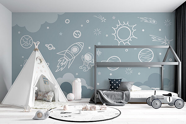 Fotobehang Fotobehang Ruimtescène met wolken en sterren (Artikelnummer: w02104v1)