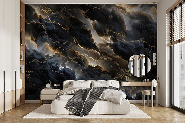 Fotobehang Zwarte wolken met bliksem (Artikelnummer: w01936) Fotobehang Fotobehang Zwarte wolken met bliksem (Artikelnummer: w01936)