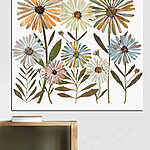 Canvas Schilderijen Groep bloemen met bladeren