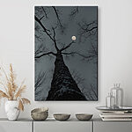 Canvas Schilderijen Boom met de maan op de achtergrond