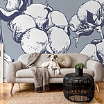 Fotobehang Delicate bloemen op een pastelkleurige achtergrond