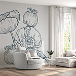 Fotobehang Tekening van bloemen en knoppen